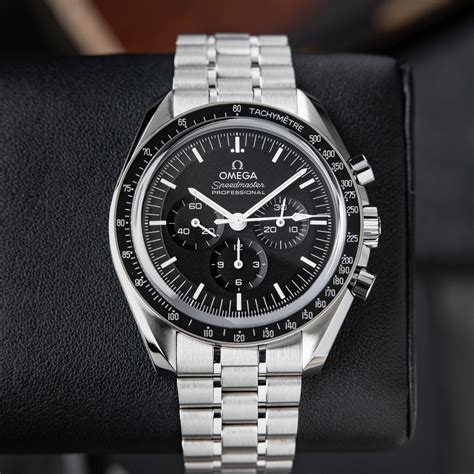 omega moon watch black leather|omega speedmaster moonwatch lowest price.